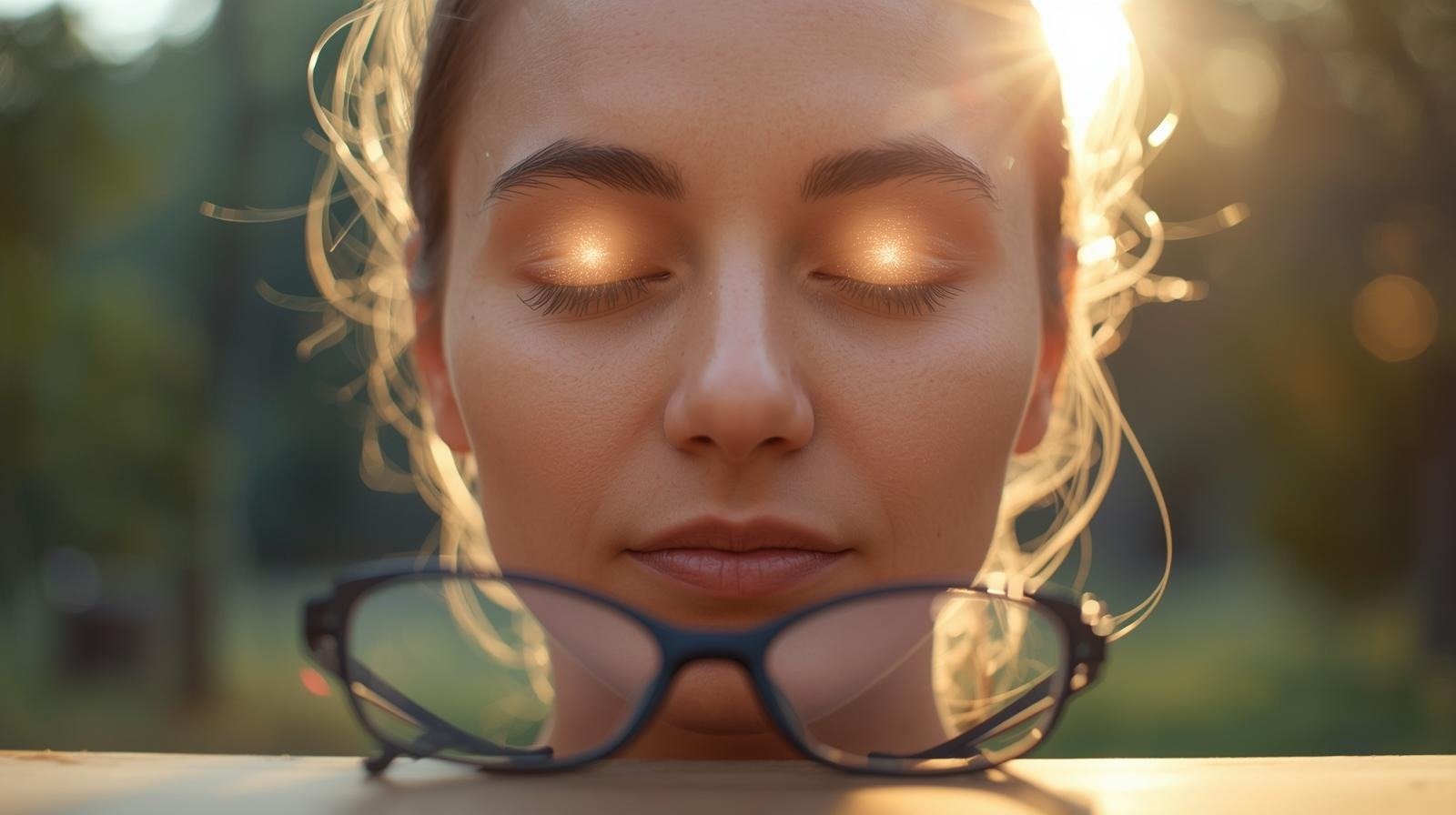 Woman practicing yoga and meditation for eye health